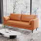 Tuxedo Arm Sofa Stain Resistant Faux Leather Standard Sofa with 4 Pillows Orange Clearhalo 'furn' 'furn_sofas' 'Furniture' 'Living Room Furniture' 'Sofa' 'sofas' 6706427