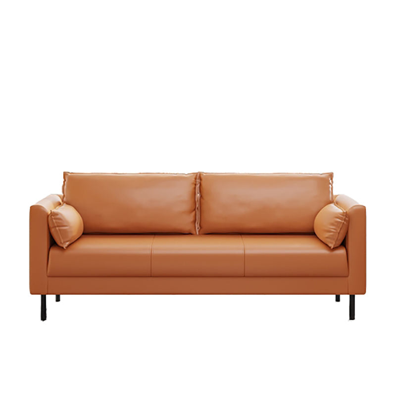 Tuxedo Arm Sofa Stain Resistant Faux Leather Standard Sofa with 4 Pillows Clearhalo 'furn' 'furn_sofas' 'Furniture' 'Living Room Furniture' 'Sofa' 'sofas' 6706430