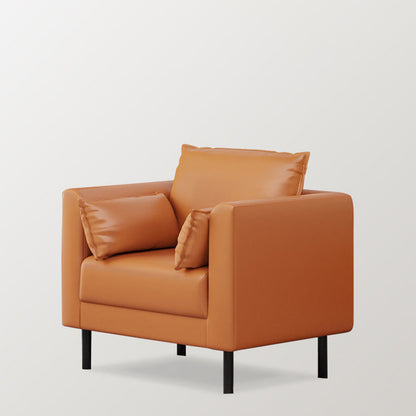 Tuxedo Arm Sofa Stain Resistant Faux Leather Standard Sofa with 4 Pillows 24"L x 24"W x 25.5"H Orange Clearhalo 'furn' 'furn_sofas' 'Furniture' 'Living Room Furniture' 'Sofa' 'sofas' 6706431