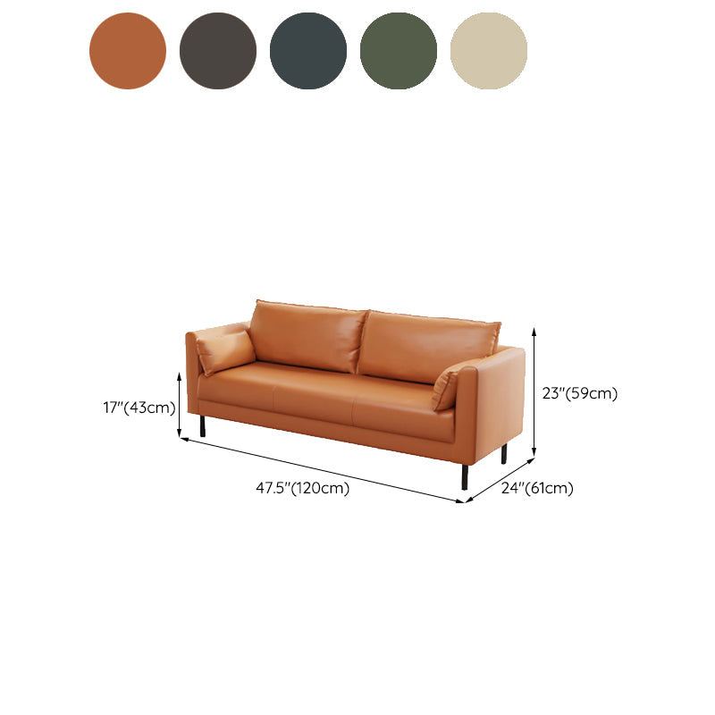 Tuxedo Arm Sofa Stain Resistant Faux Leather Standard Sofa with 4 Pillows Clearhalo 'furn' 'furn_sofas' 'Furniture' 'Living Room Furniture' 'Sofa' 'sofas' 6706439