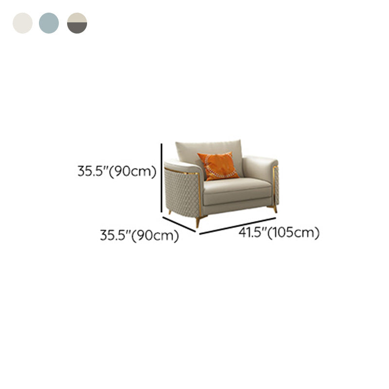 Glam Tuxedo Arm Sofa Stain Genuine Leather Sofa with Pillows