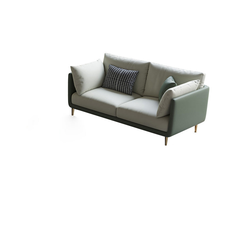 Contemporary Faux Leather Sofa with Pillows Back and Pillow Top Arm 2-Seater Sofa Clearhalo 'furn' 'furn_sofas' 'Furniture' 'Living Room Furniture' 'Sofa' 'sofas' 6706890