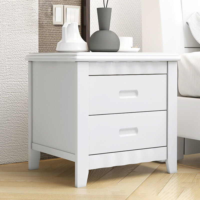2 - Drawer Traditional Accent Table Nightstand Antique Finish Bed Nightstand 18.5"L x 15"W x 18.5"H White 1 Piece Clearhalo 'Bedroom Furniture' 'furn' 'furn_night_stand' 'Furniture' 'night_stand' 'Nightstands' 6709189