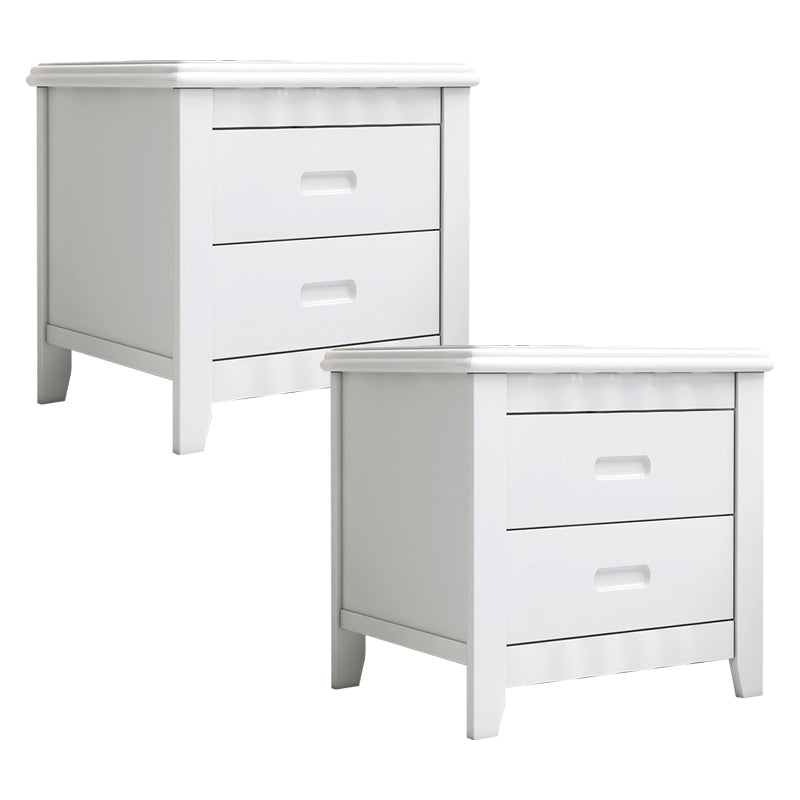 2 - Drawer Traditional Accent Table Nightstand Antique Finish Bed Nightstand 18.5"L x 15"W x 18.5"H White 2 Piece Set Clearhalo 'Bedroom Furniture' 'furn' 'furn_night_stand' 'Furniture' 'night_stand' 'Nightstands' 6709190