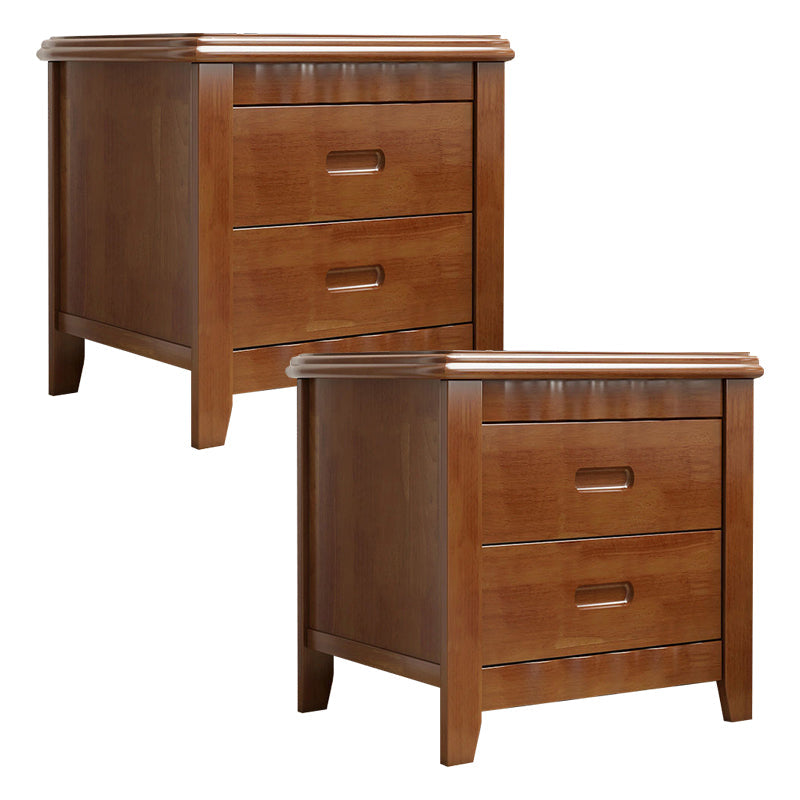 2 - Drawer Traditional Accent Table Nightstand Antique Finish Bed Nightstand 18.5"L x 15"W x 18.5"H Nut-Brown 2 Piece Set Clearhalo 'Bedroom Furniture' 'furn' 'furn_night_stand' 'Furniture' 'night_stand' 'Nightstands' 6709195