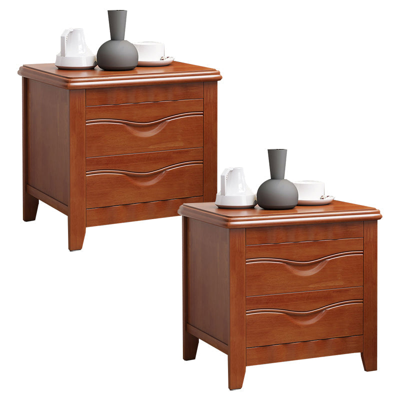 2 - Drawer Traditional Accent Table Nightstand Antique Finish Bed Nightstand 20"L x 16.5"W x 20"H Brown 2 Piece Set Clearhalo 'Bedroom Furniture' 'furn' 'furn_night_stand' 'Furniture' 'night_stand' 'Nightstands' 6709199