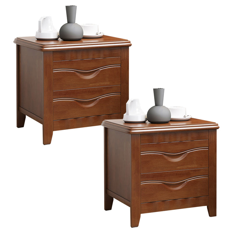 2 - Drawer Traditional Accent Table Nightstand Antique Finish Bed Nightstand 20"L x 16.5"W x 20"H Nut-Brown 2 Piece Set Clearhalo 'Bedroom Furniture' 'furn' 'furn_night_stand' 'Furniture' 'night_stand' 'Nightstands' 6709203