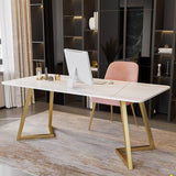 Modern Stone Office Desk Metal White Writing Desk for Office Clearhalo 'furn' 'furn_office_desk' 'Furniture' 'Office Desks' 'Office Furniture' 'office_desk' 6709216