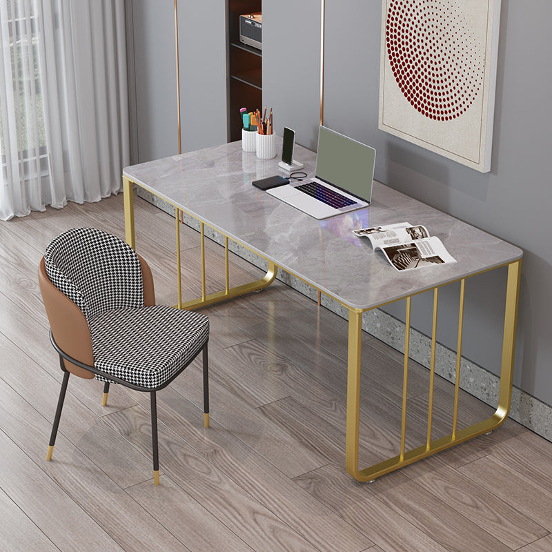 Glam 29.53-inch Tall Writing Desk Stone Rectangular Office Desk Grey Clearhalo 'furn' 'furn_office_desk' 'Furniture' 'Office Desks' 'Office Furniture' 'office_desk' 6709444