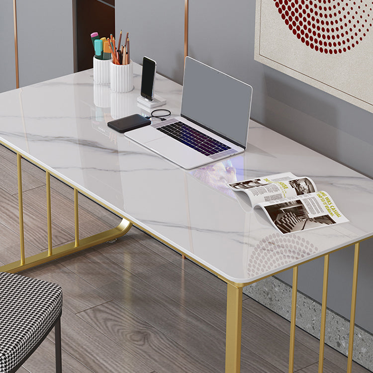 Glam 29.53-inch Tall Writing Desk Stone Rectangular Office Desk Clearhalo 'furn' 'furn_office_desk' 'Furniture' 'Office Desks' 'Office Furniture' 'office_desk' 6709448