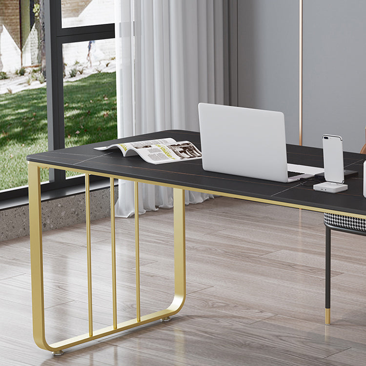 Glam 29.53-inch Tall Writing Desk Stone Rectangular Office Desk Clearhalo 'furn' 'furn_office_desk' 'Furniture' 'Office Desks' 'Office Furniture' 'office_desk' 6709449