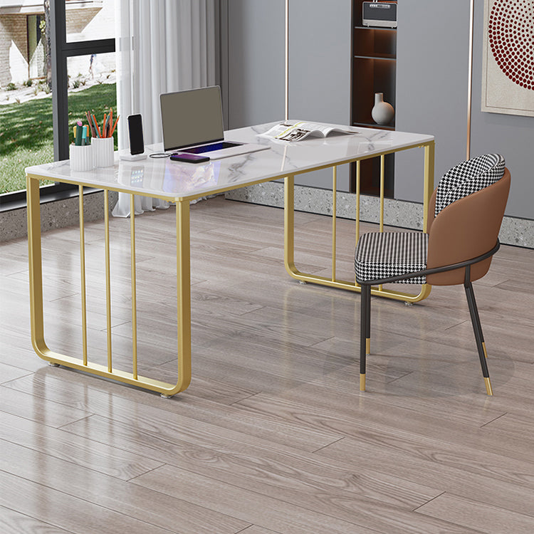 Glam 29.53-inch Tall Writing Desk Stone Rectangular Office Desk Clearhalo 'furn' 'furn_office_desk' 'Furniture' 'Office Desks' 'Office Furniture' 'office_desk' 6709453