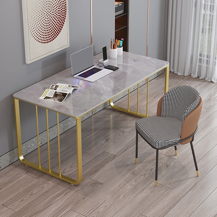 Glam 29.53-inch Tall Writing Desk Stone Rectangular Office Desk Clearhalo 'furn' 'furn_office_desk' 'Furniture' 'Office Desks' 'Office Furniture' 'office_desk' 6709455