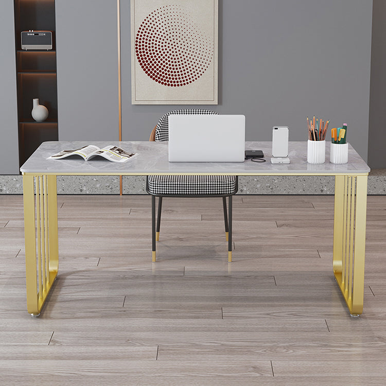 Glam 29.53-inch Tall Writing Desk Stone Rectangular Office Desk Clearhalo 'furn' 'furn_office_desk' 'Furniture' 'Office Desks' 'Office Furniture' 'office_desk' 6709456