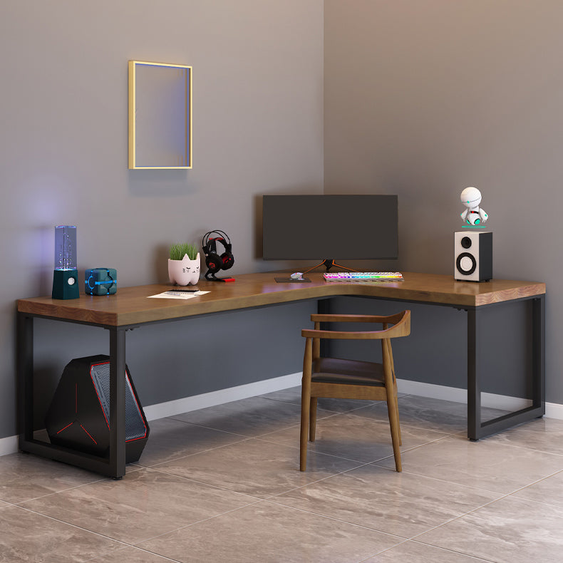 Industrial Solid Wood Writing Desk L-Shape Office Desk with Metal Legs Clearhalo 'furn' 'furn_office_desk' 'Furniture' 'Office Desks' 'Office Furniture' 'office_desk' 6709497