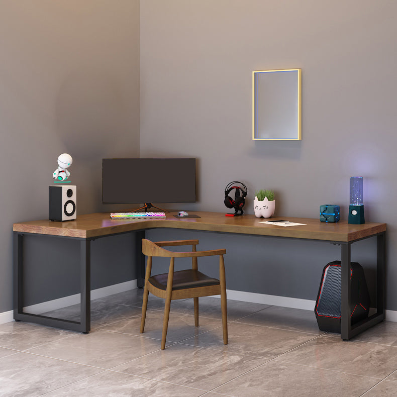 Industrial Solid Wood Writing Desk L-Shape Office Desk with Metal Legs Clearhalo 'furn' 'furn_office_desk' 'Furniture' 'Office Desks' 'Office Furniture' 'office_desk' 6709498