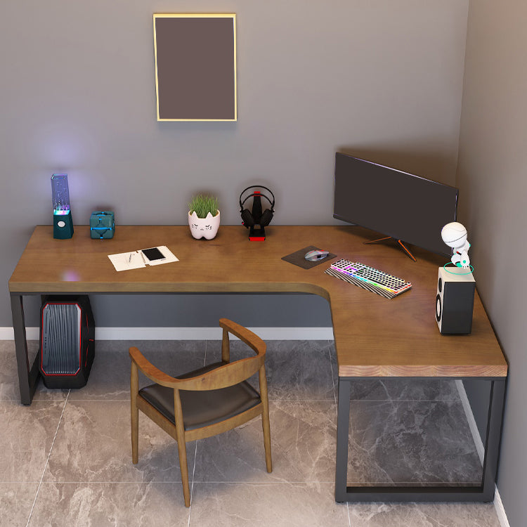Industrial Solid Wood Writing Desk L-Shape Office Desk with Metal Legs Clearhalo 'furn' 'furn_office_desk' 'Furniture' 'Office Desks' 'Office Furniture' 'office_desk' 6709501