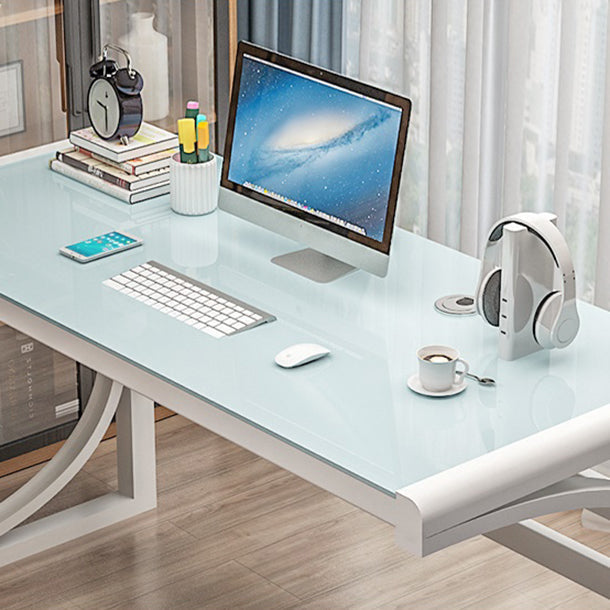 Contemporary Glass Office Desk Antique Finish Rectangular Computer Desk Clearhalo 'furn' 'furn_office_desk' 'Furniture' 'Office Desks' 'Office Furniture' 'office_desk' 6709531