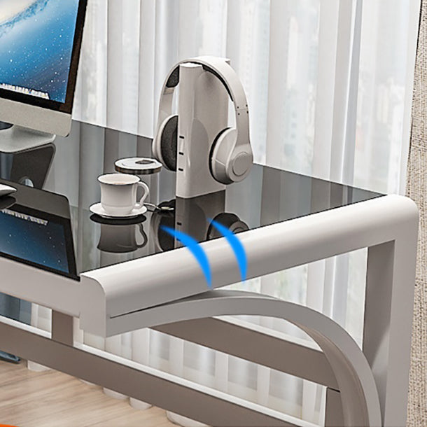 Contemporary Glass Office Desk Antique Finish Rectangular Computer Desk Clearhalo 'furn' 'furn_office_desk' 'Furniture' 'Office Desks' 'Office Furniture' 'office_desk' 6709532