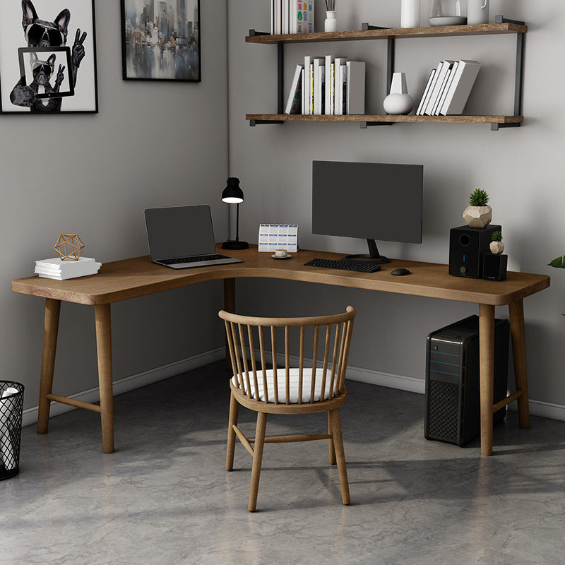 29,25 inch H Industrieel Office Desk Solid Wood L-Shape Writing Desk
