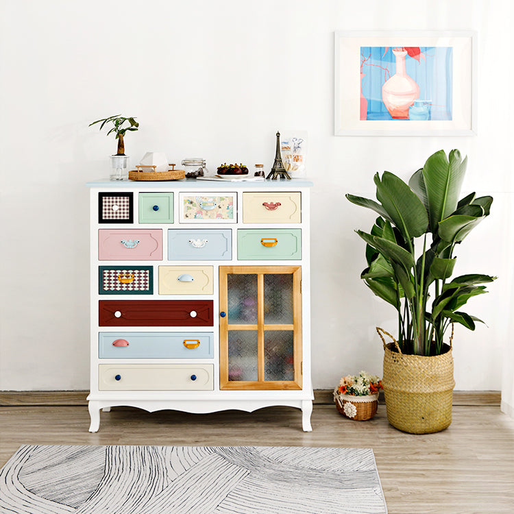 Coastal Storage Chest Dresser Manufactured Wood Dresser with Drawers and Doors