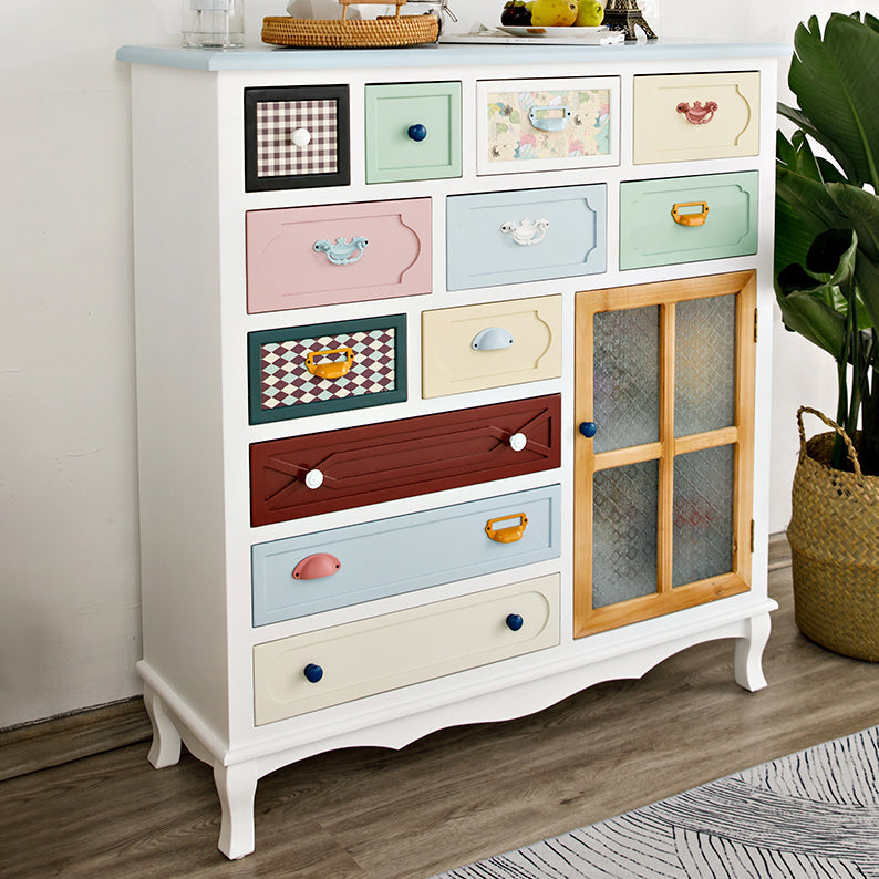 Coastal Storage Chest Dresser Manufactured Wood Dresser with Drawers and Doors