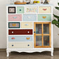 Coastal Storage Chest Dresser Manufactured Wood Dresser with Drawers and Doors