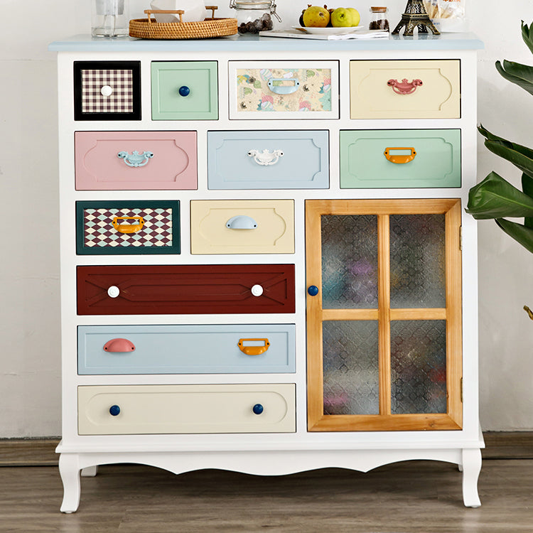 Coastal Storage Chest Dresser Manufactured Wood Dresser with Drawers and Doors