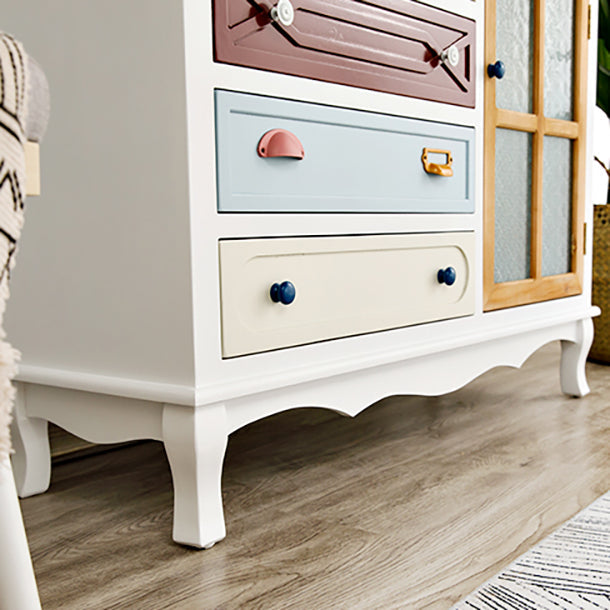 Coastal Storage Chest Dresser Manufactured Wood Dresser with Drawers and Doors