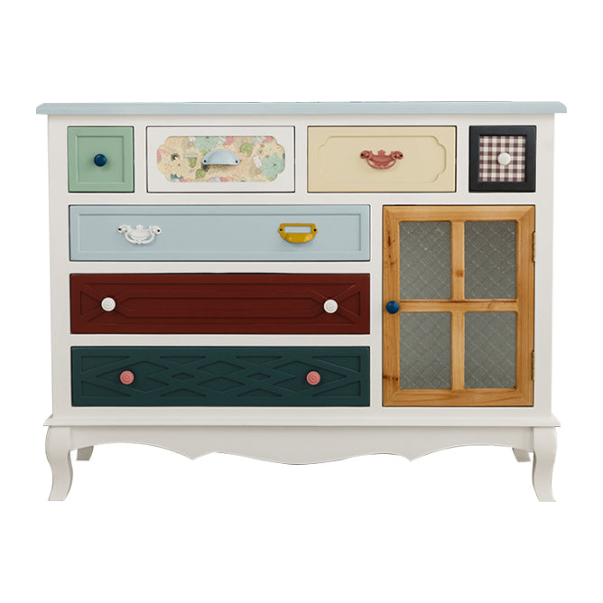 Coastal Storage Chest Dresser Manufactured Wood Dresser with Drawers and Doors
