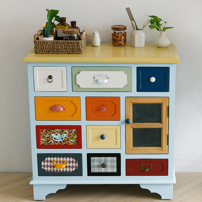 Coastal Storage Chest Dresser Manufactured Wood Dresser with Drawers and Doors