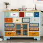 Coastal Storage Chest Dresser Manufactured Wood Dresser with Drawers and Doors