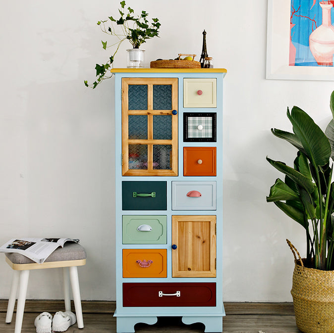 Coastal Storage Chest Dresser Manufactured Wood Dresser with Drawers and Doors