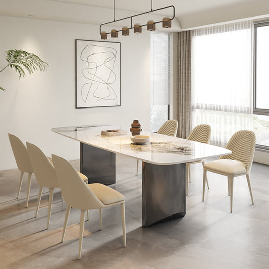 Modern Dining Set 1/7 Pcs Rectangle Dining Table with Upholstered Chairs