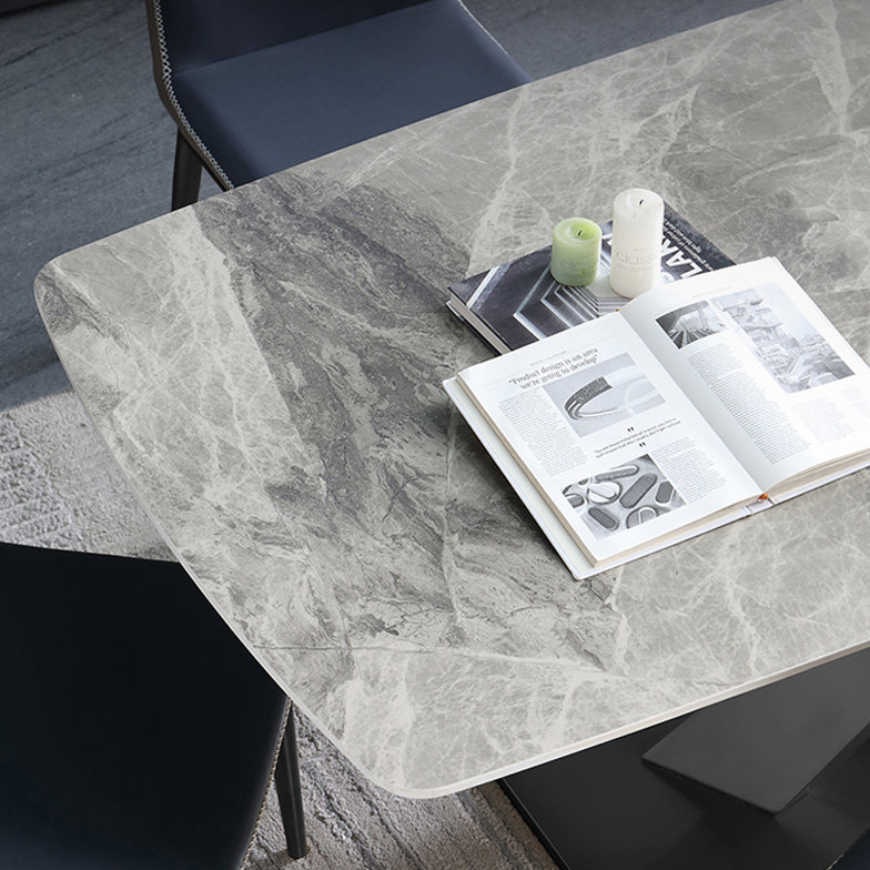 Ensemble de table de cuve à pierre gris haut brillant 1/4/5/6/7 pièces modernes