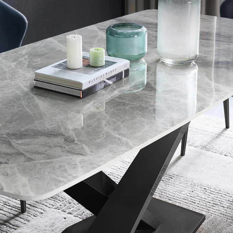 Ensemble de table de cuve à pierre gris haut brillant 1/4/5/6/7 pièces modernes