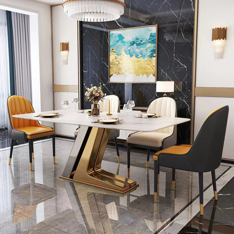 Glam Dinette Table Set with Padded Chairs 1/2/5 Pieces Glossy White Dining Set