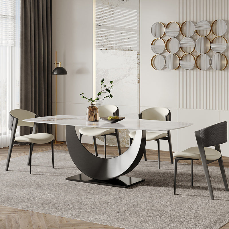 Glam Dining Table Set with Chrome Metal Base 1/4/5/7 Pieces White Dinette Set for Home 5 Pieces: Table, 4 Chairs Clearhalo 'Dining Room Sets' 'Dining Tables & Seating' 'dining_room_set' 'furn' 'furn_dining_room_set' 'Furniture' 'Kitchen & Dining Furniture' 6711672