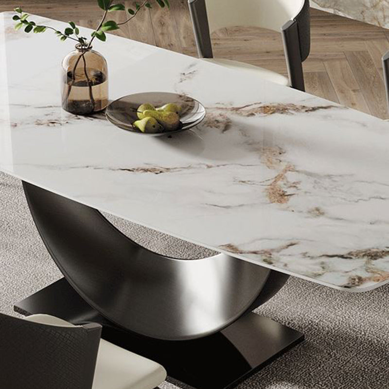 Glam Dining Table Set with Chrome Metal Base 1/4/5/7 Pieces White Dinette Set for Home Clearhalo 'Dining Room Sets' 'Dining Tables & Seating' 'dining_room_set' 'furn' 'furn_dining_room_set' 'Furniture' 'Kitchen & Dining Furniture' 6711675