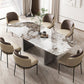 Metal Dinette Set with Padded Chairs 1/2/5/6/7 Pieces Glam Stone Dining Table Set 7 Pieces: Table, 6 Chairs Clearhalo 'Dining Room Sets' 'Dining Tables & Seating' 'dining_room_set' 'furn' 'furn_dining_room_set' 'Furniture' 'Kitchen & Dining Furniture' 6711687