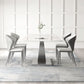 White Dining Table Set with Silver Metal Base 1/3/4/5/8 Pieces Glam Dinette Set for Home