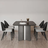 Estilo contemporáneo 1/4/5/7 Piezas Sillas de comedor Muebles de rectángulo de piedra en negro