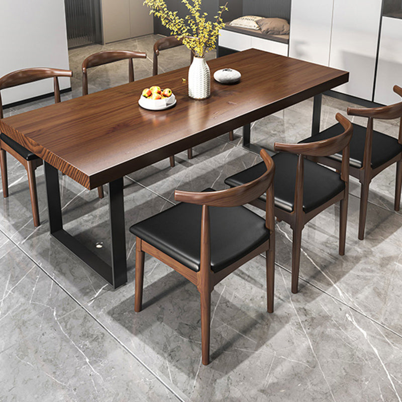 Brown Solid Wood Industrial Dining Table Set 1/2/5/7 Pcs Dinette Set for Home Clearhalo 'Dining Room Sets' 'Dining Tables & Seating' 'dining_room_set' 'furn' 'furn_dining_room_set' 'Furniture' 'Kitchen & Dining Furniture' 6711782