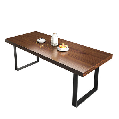 Brown Solid Wood Industrial Dining Table Set 1/2/5/7 Pcs Dinette Set for Home Brown 79"L x 31"W Clearhalo 'Dining Room Sets' 'Dining Tables & Seating' 'dining_room_set' 'furn' 'furn_dining_room_set' 'Furniture' 'Kitchen & Dining Furniture' 6711787