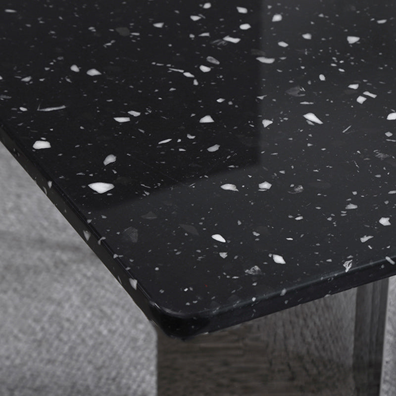 Black Stone Dining Table Set with Solid Back Chairs 1/2/4/5/7 Pcs Modern Dinette Set Clearhalo 'Dining Room Sets' 'Dining Tables & Seating' 'dining_room_set' 'furn' 'furn_dining_room_set' 'Furniture' 'Kitchen & Dining Furniture' 6711809