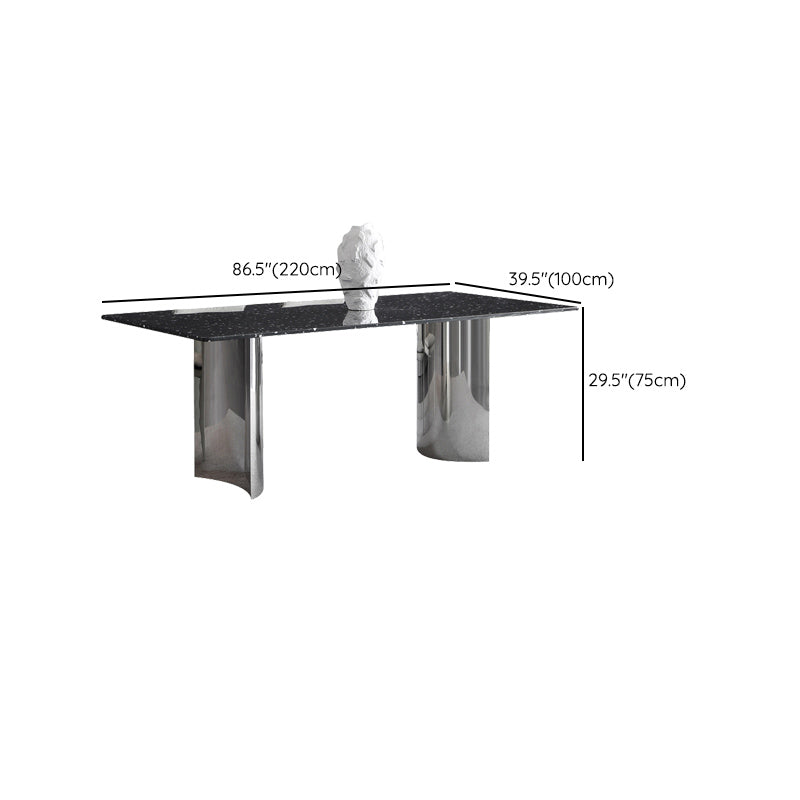 Black Stone Dining Table Set with Solid Back Chairs 1/2/4/5/7 Pcs Modern Dinette Set Clearhalo 'Dining Room Sets' 'Dining Tables & Seating' 'dining_room_set' 'furn' 'furn_dining_room_set' 'Furniture' 'Kitchen & Dining Furniture' 6711820
