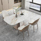 White Stone Glam Dinette Table Set with Leather Chairs 1/4/5/6/7 Pcs Dining Set for Home