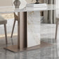 White Stone Glam Dinette Table Set with Leather Chairs 1/4/5/6/7 Pcs Dining Set for Home