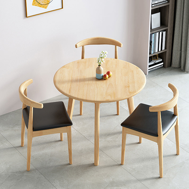 Natural Finish Rubberwood Dining Set 1/3/4/5 Pieces Modern Dinette Set