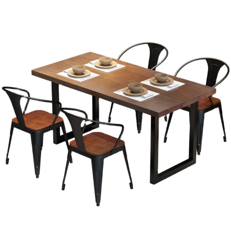 Brown Solid Wood Furniture with Chairs 1/2/3/5 Pcs Industrial Dinette Set Clearhalo 'Dining Room Sets' 'Dining Tables & Seating' 'dining_room_set' 'furn' 'furn_dining_room_set' 'Furniture' 'Kitchen & Dining Furniture' 6711979